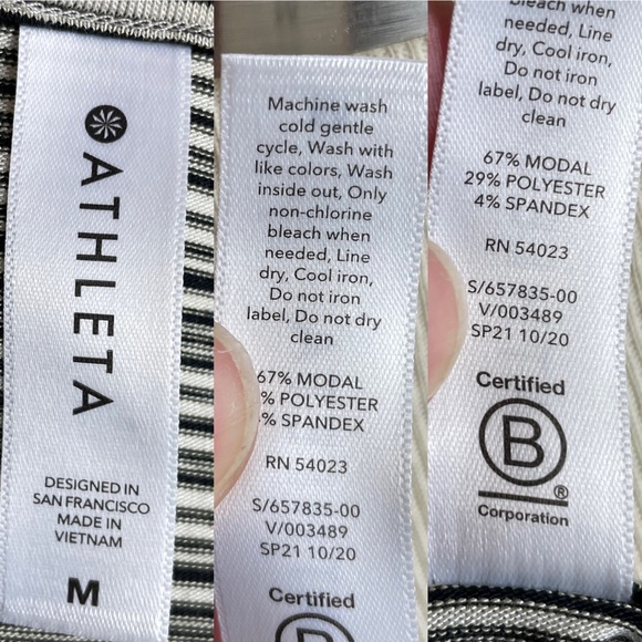 Athleta Women’s Cloudlight Stratus Black/Ivory Striped Top Scoop Neck LS Sz M - Picture 14 of 14